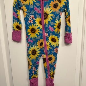 Little Sleepies Sunflower Kids One Piece - Blue and Pink